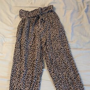 High-Waisted Cheetah Print Trousers